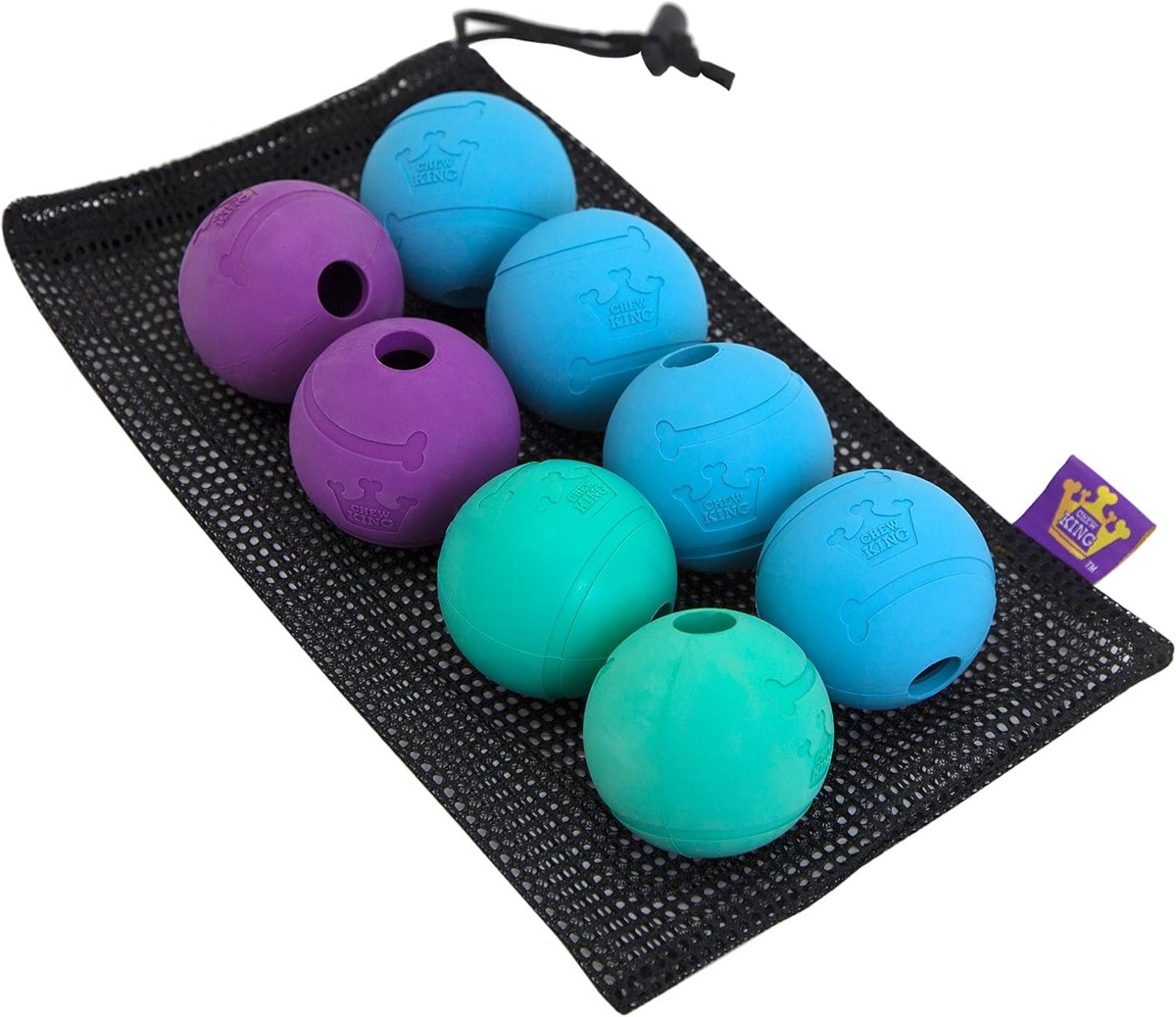 Chew King Natural Rubber Fetch Balls, 8-Pack
